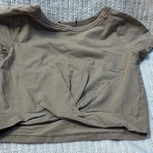 Fashion Nova Tan Twist Front Crop Top